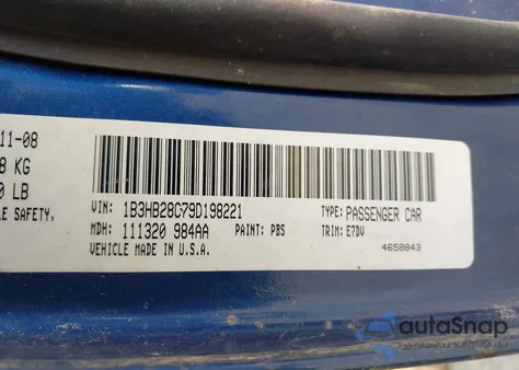 2009 Dodge Caliber Se из США, поврежденный, VIN 1B3HB28C79D198221